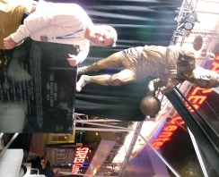 with Jerry's statue