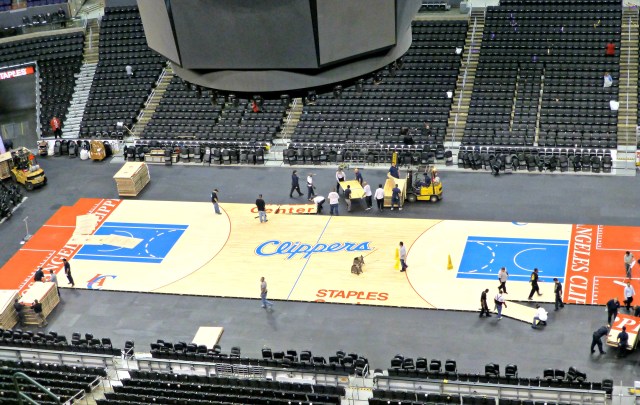 The between games changeover to Clippers hoops has begun