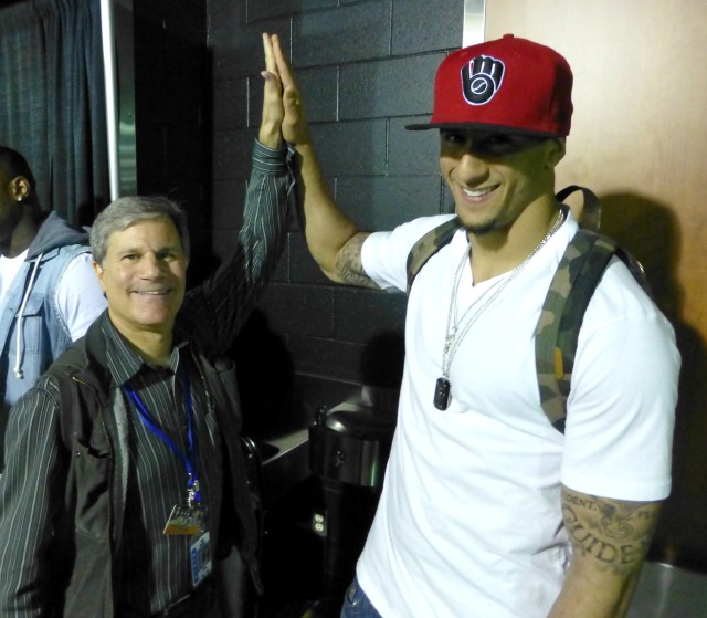 with Colin Kaepernick at Clippers-Detroit game