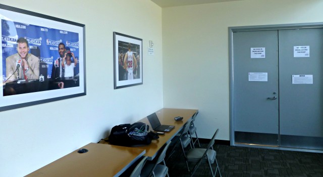 What's left of the Clippers season, my empty seat in their media area.
