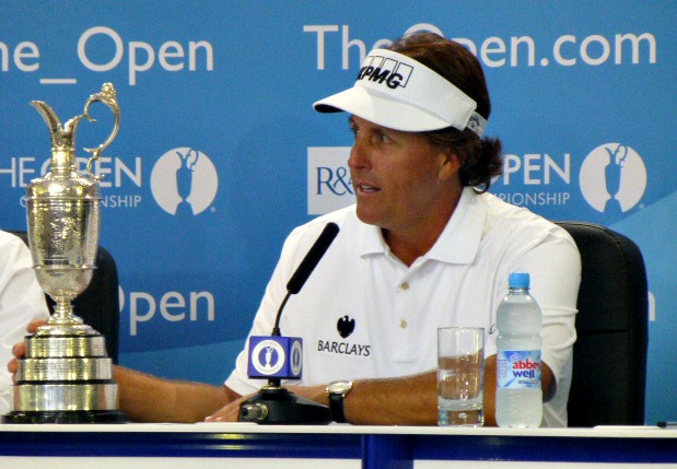 I reminded Phil that he never let go of that Claret Jug during the entire championship newser