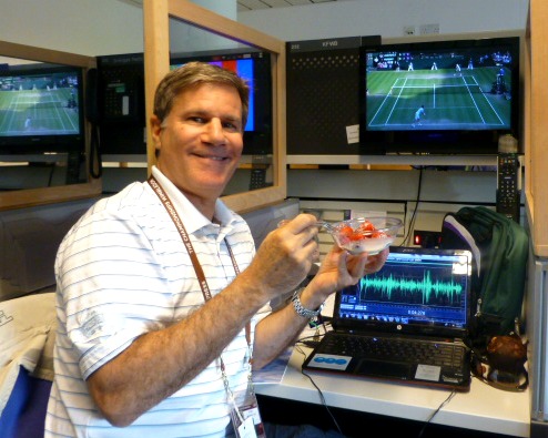 Sitting at my desk watching the best tennis tournament in the world with the traditional strawberries and cream!