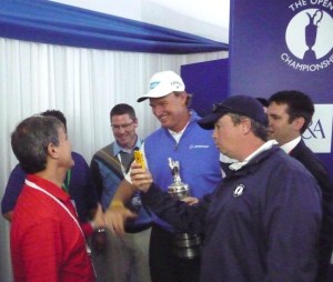 Congratulating Ernie last year at Royal Lytham