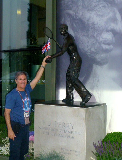 With Fred Perry who's finally able to relax at Wimbledon
