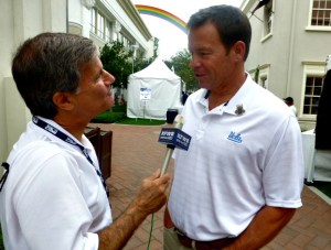 Shooting the bull with Coach Mora