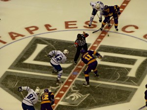 The opening faceoff vs. the Leafs