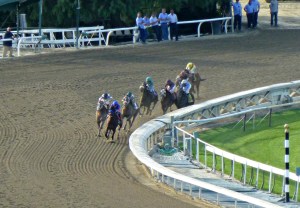 'The Dude' dared the rest to catch him at the top of the stretch