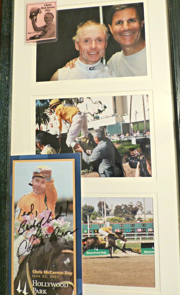 My personal collage with Chris McCarron winning his final ride at Hollypark