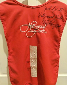 Hollypark's all-time winningest jockey Laffit Pincay, Jr. commemorates the track's closing